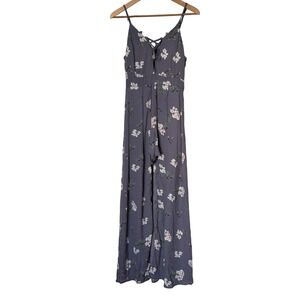 Romeo + Juliet Couture Floral Romper Dress Purple Grey Lace Up Neck Mens M